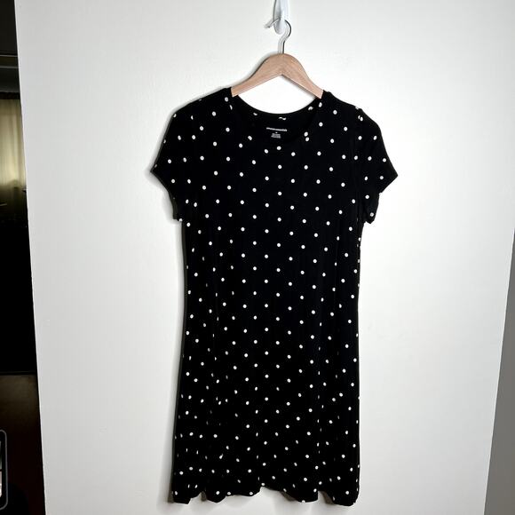 Black Polka Dot T Shirt Dress LAST CALL - Picture 1 of 4